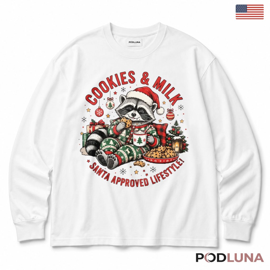 Raccoon Cookies Milk Christmas Long Sleeve Pajamas Santa Approved Lifestyle Treats Raccoon Cookies Milk Christmas Long Sleeve Pajamas Santa Approved Lifestyle Treats