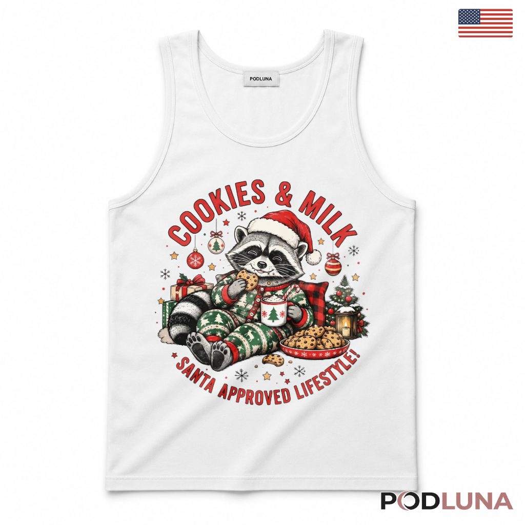 Raccoon Cookies Milk Christmas Tank Top Pajamas Santa Approved Lifestyle Treats Raccoon Cookies Milk Christmas Tank Top Pajamas Santa Approved Lifestyle Treats
