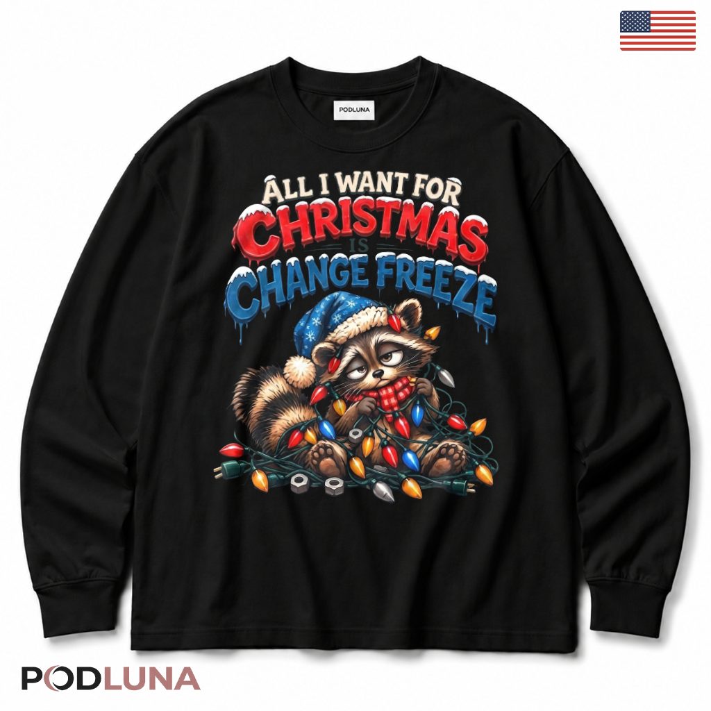 Raccoon Frozen Christmas Long Sleeve Change Freeze Blue Beanie Tangled Bulbs Raccoon Frozen Christmas Long Sleeve Change Freeze Blue Beanie Tangled Bulbs