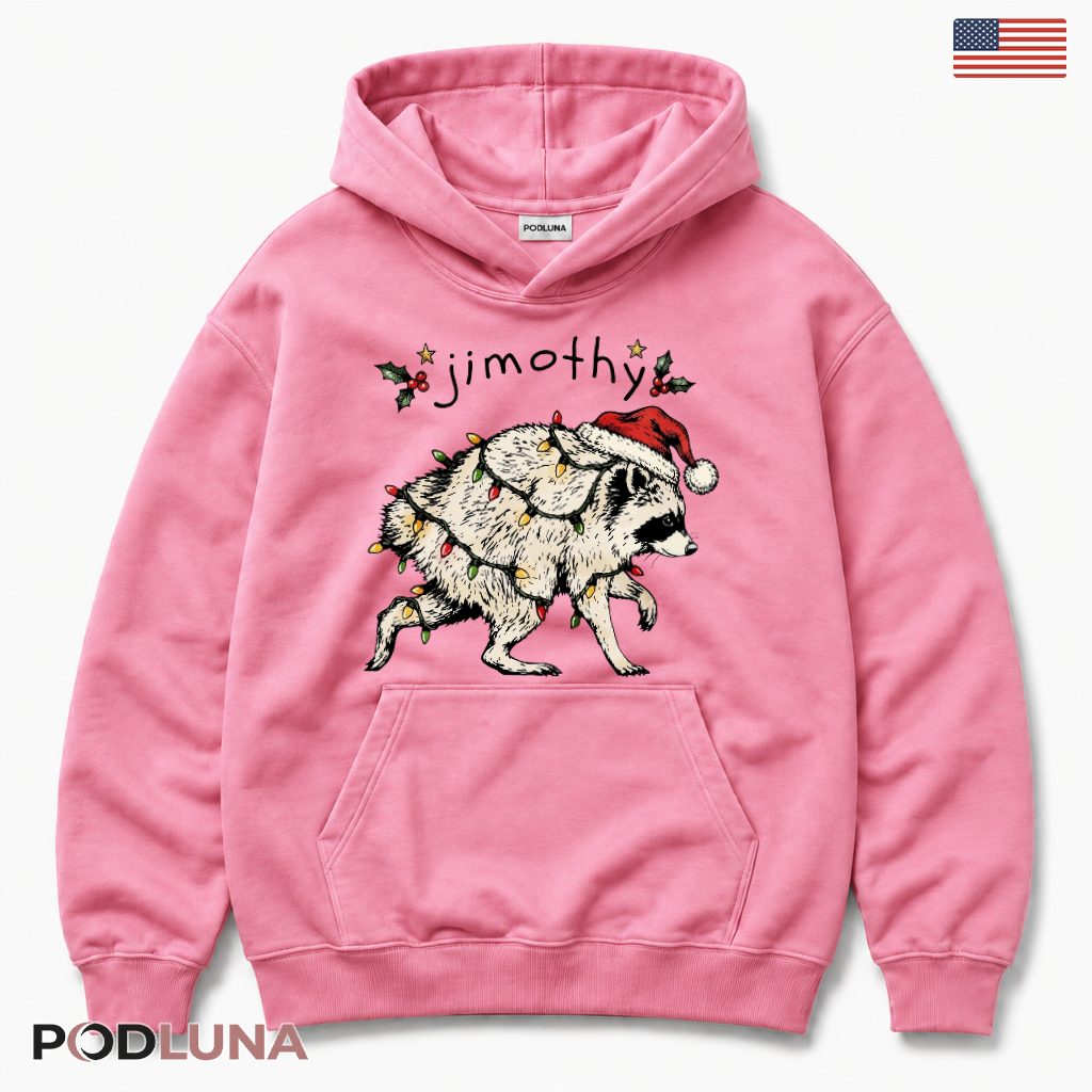 Raccoon Jimothy Christmas Hoodie Wrapped String Lights Holly Berries Raccoon Jimothy Christmas Hoodie Wrapped String Lights Holly Berries