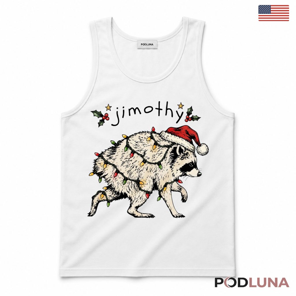 Raccoon Jimothy Christmas Tank Top Wrapped String Lights Holly Berries Raccoon Jimothy Christmas Tank Top Wrapped String Lights Holly Berries