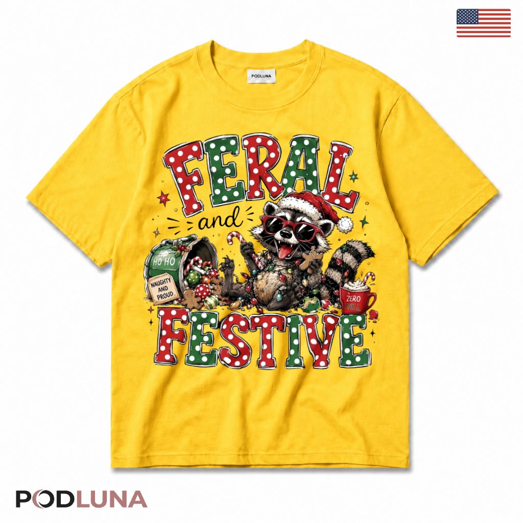 Raccoon Polka Dot Christmas T-Shirt Naughty Proud Gingerbread Zero Chill Mug