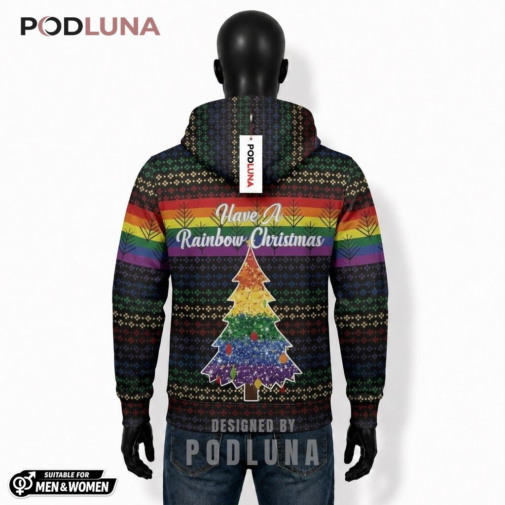 Rainbow Pride LGBT Christmas Tree Ugly Holiday 3D Hoodie 2 Rainbow Pride LGBT Christmas Tree Ugly Holiday 3D Hoodie 2