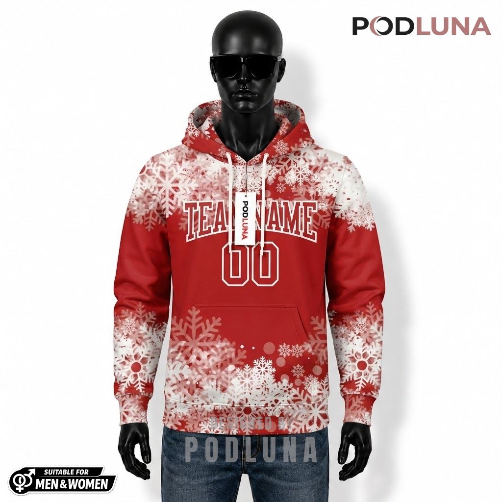 Red Snowflake Personalized Christmas 3D Hoodie 1