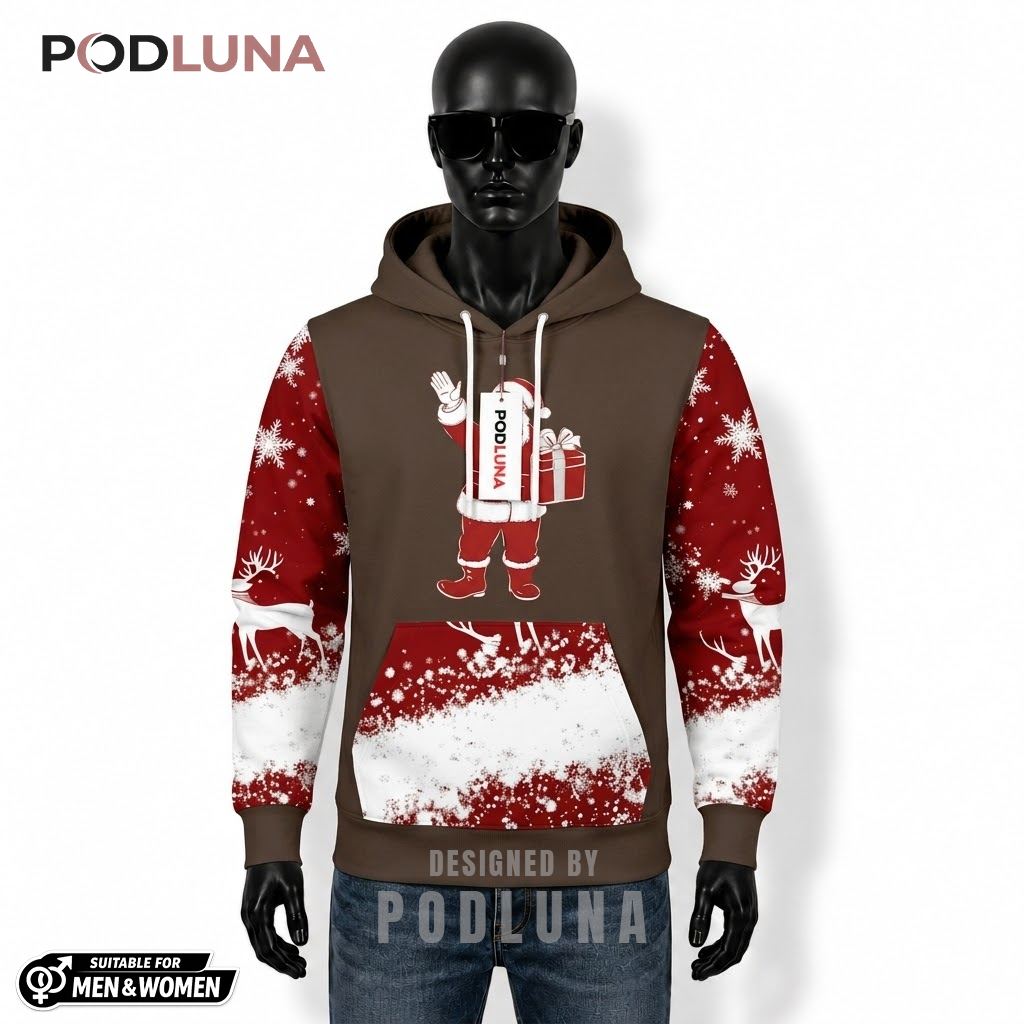 Reindeer Print Santa Claus Christmas 3D Hoodie 1