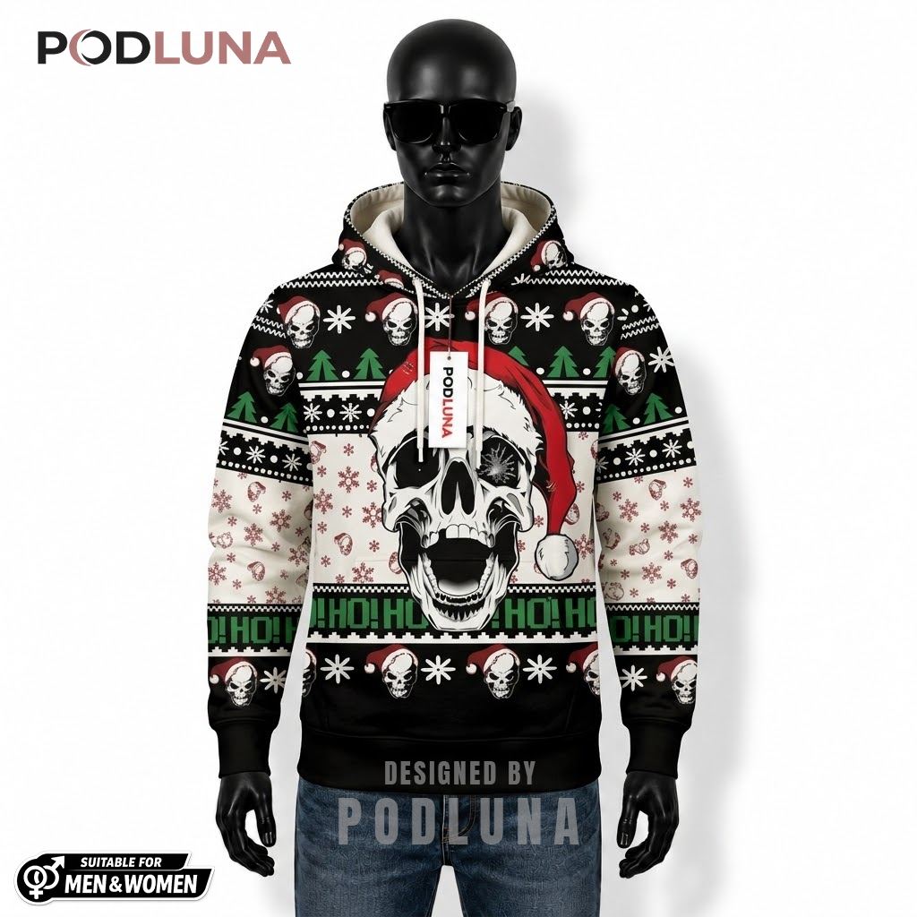 Santa Skull Ugly Christmas Sweater 3D Hoodie 1