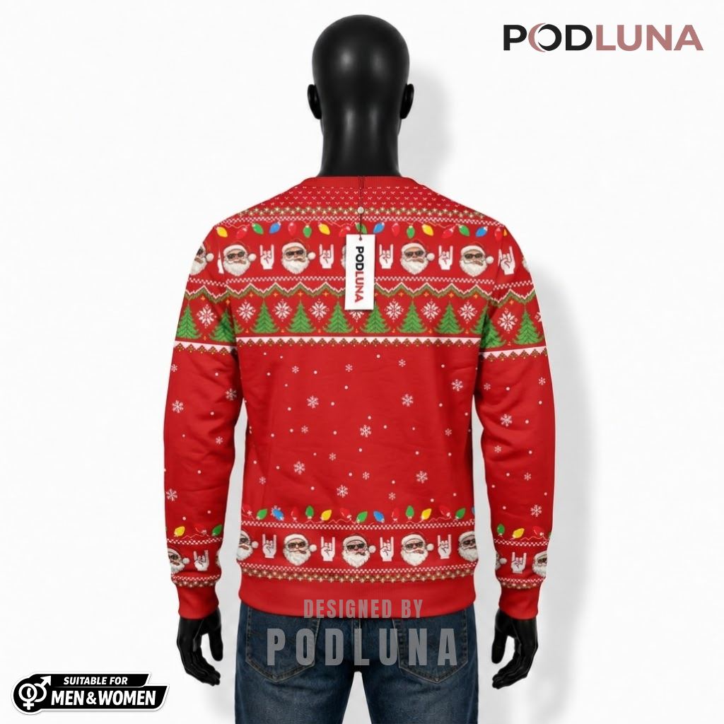 Santas Off Duty Ugly Christmas Sweater Funny Santa Sunglasses Cigar Rude Gesture Back Santas Off Duty Ugly Christmas Sweater Funny Santa Sunglasses Cigar Rude Gesture Back