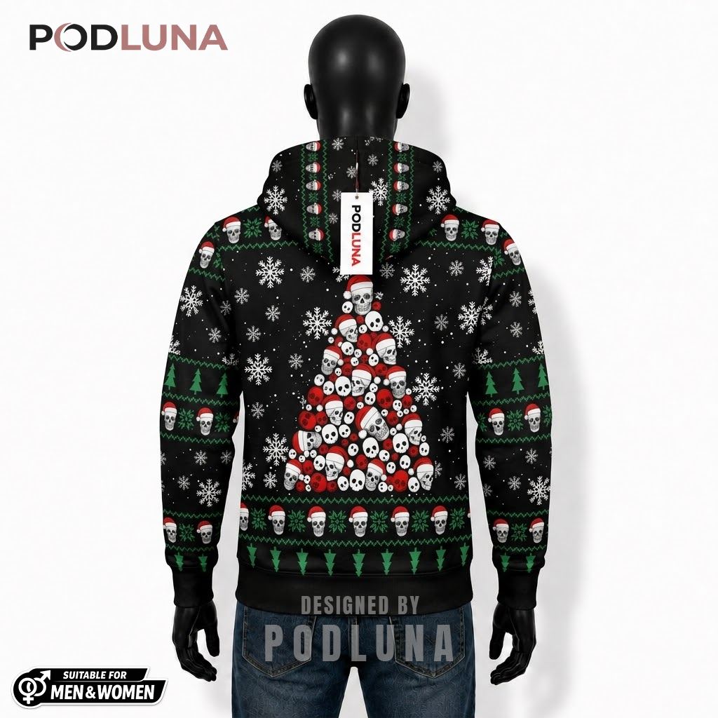 Skull Print Gothic Santa Ugly Christmas 3D Hoodie 2 Skull Print Gothic Santa Ugly Christmas 3D Hoodie 2