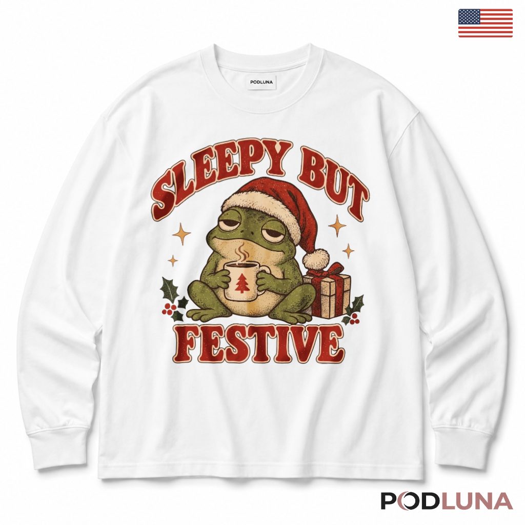 Sleepy Frog Christmas Long Sleeve Sleepy But Festive Sleepy Frog Christmas Long Sleeve Sleepy But Festive