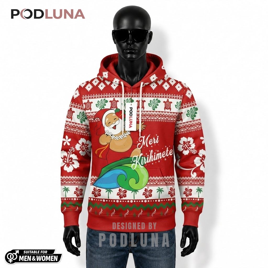 Summer Santa Meri Kirihimete Ugly Christmas 3D Hoodie 1