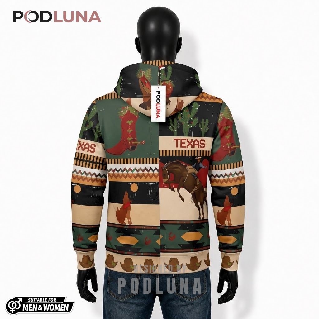 Texas Horse Riding Boots Christmas Ugly Christmas 3D Hoodie 2 Texas Horse Riding Boots Christmas Ugly Christmas 3D Hoodie 2