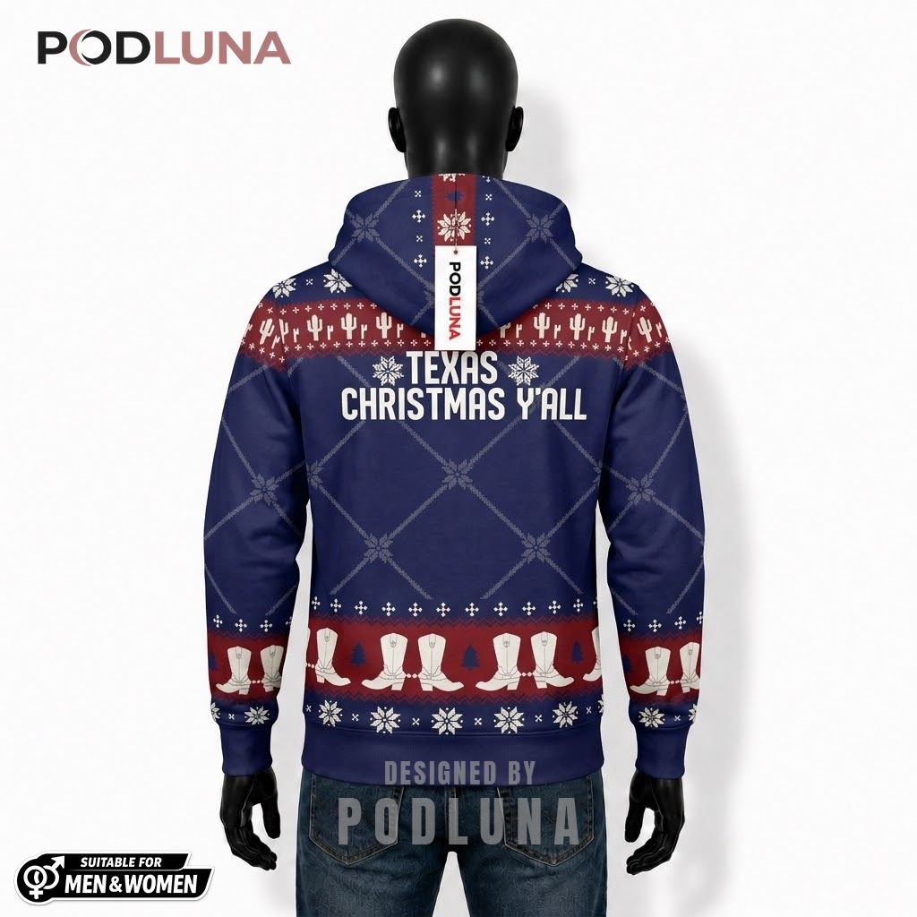 Texas Y'all Cowboy Boots Holiday Ugly Christmas 3D Hoodie 2 Texas Y'all Cowboy Boots Holiday Ugly Christmas 3D Hoodie 2